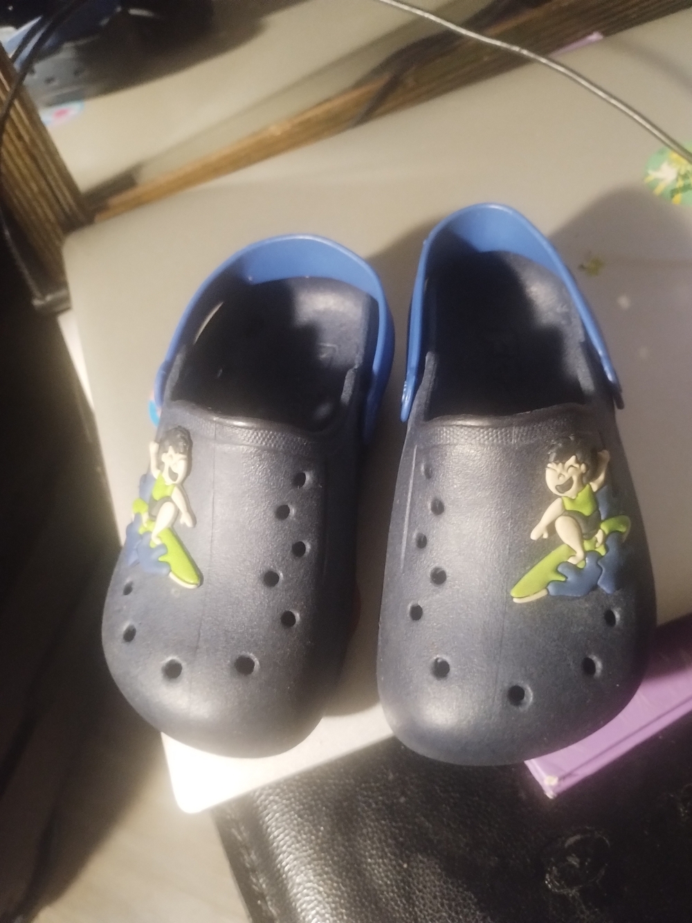 Kids Navy Blue Slip-On Clog with Surfing Character